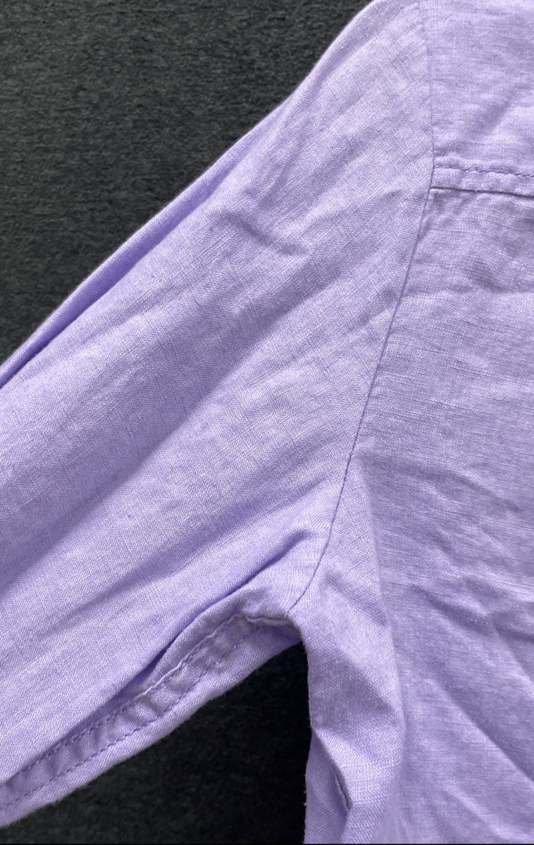 Fat Face Women's Lavender 100% Linen Long Sleeve Button Up Shirt Pocket Sz 8