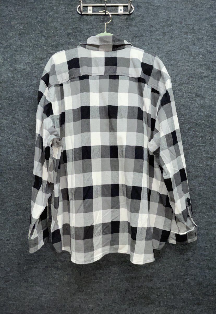 Carhartt Men's Relaxed Fit Long Sleeve Plaid Button Front Shirt Gray Black 3XL