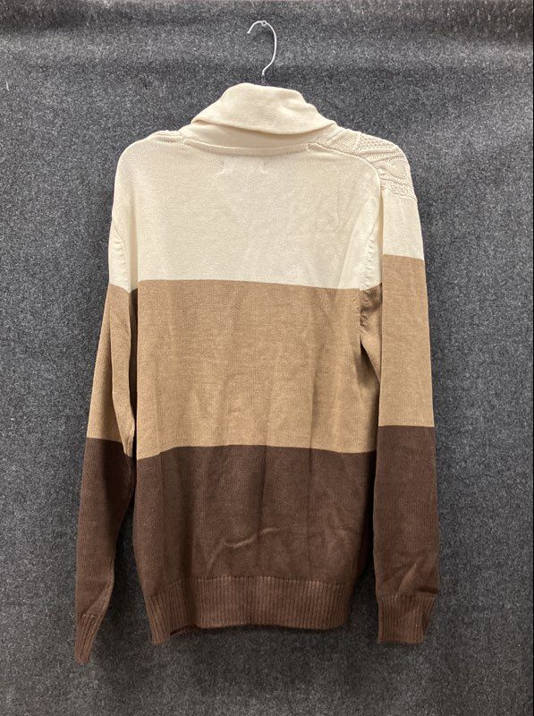 Tricots St Raphael Men's Cardigan Brown Beige Cream Colorblock Shawl Sz M NWT