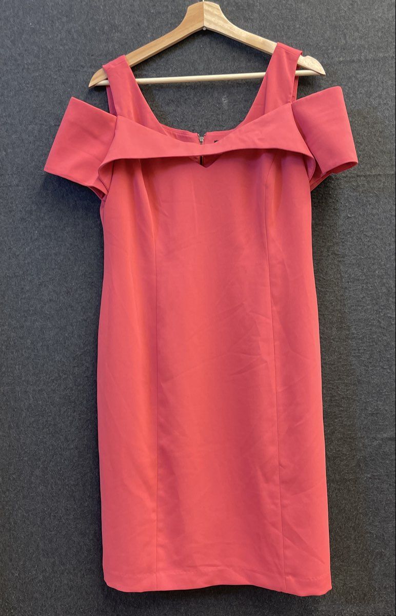 White House Black Market Women's Coral Off Shoulder Sheath Dress Sz 10