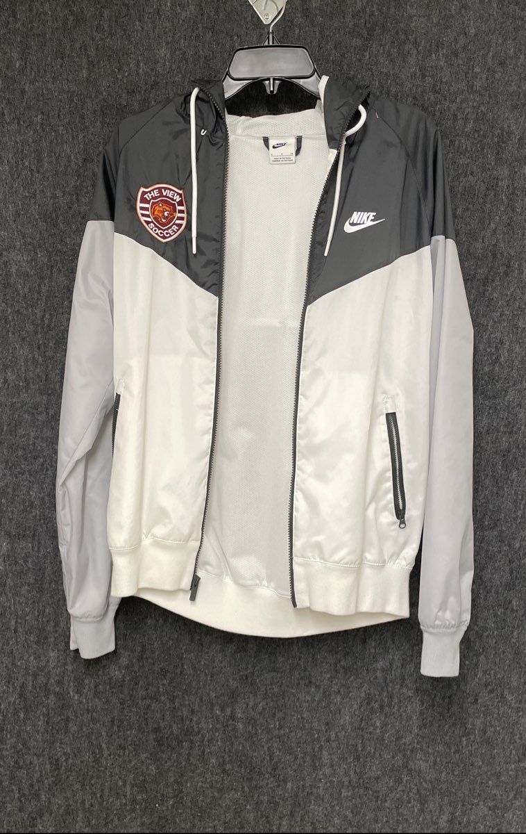 Nike Men's Windrunner Hooded Jacket Black White Gray The View Soccer Patch S