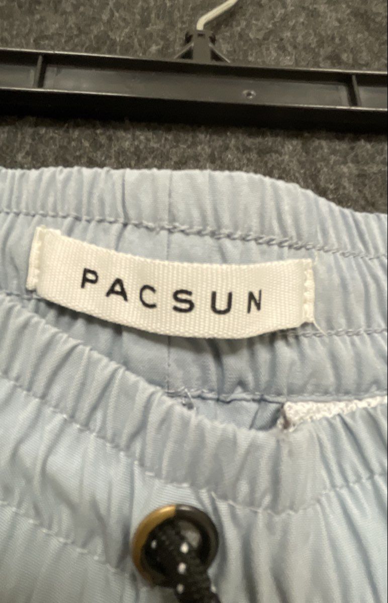 PacSun Men's Light Blue Technical Nylon Cargo Jogger Pants Drawstring Size L