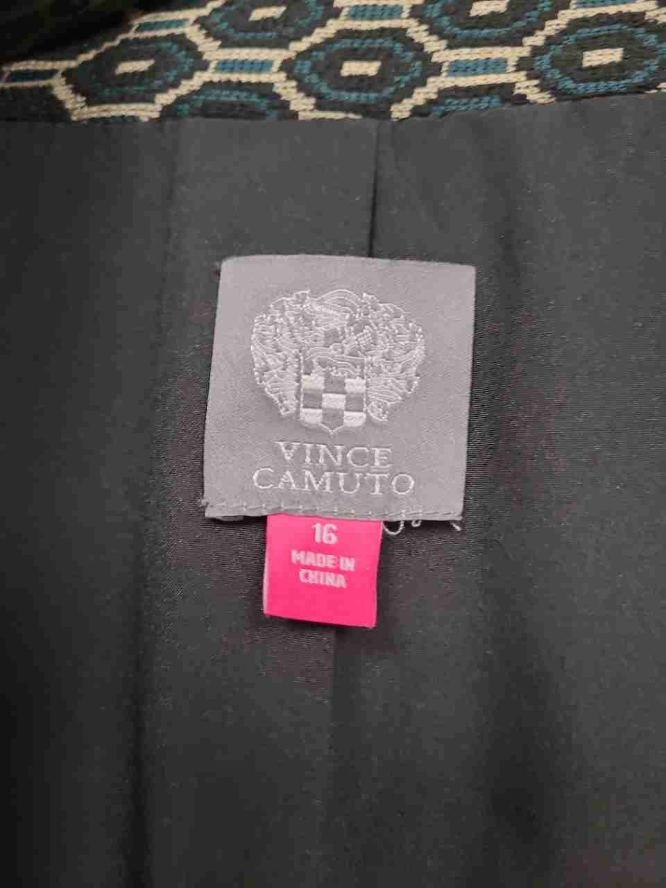 Vince Camuto Women's Geometric Hexagon Print Blazer Rich Black NWT Size 16