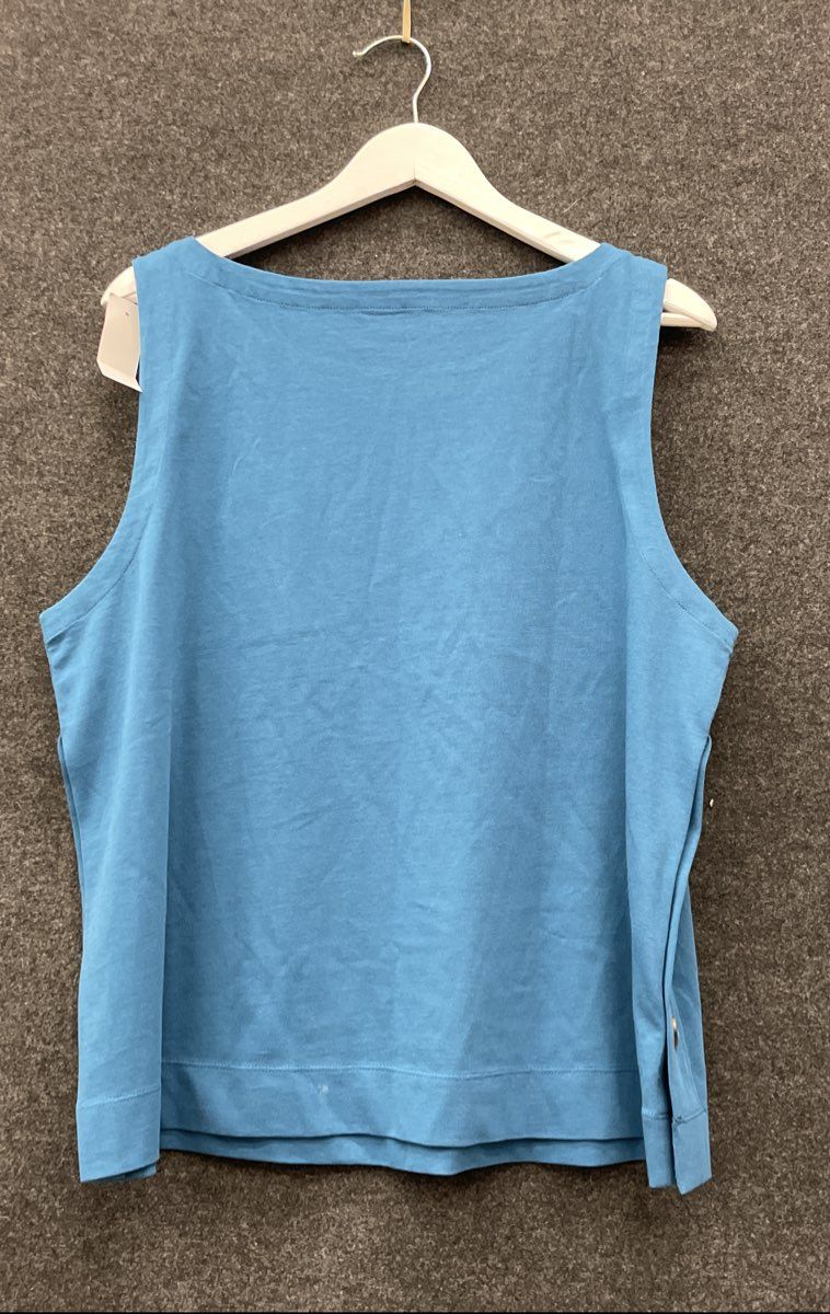 LOFT Women's Blue Sleeveless Side Button Tank Top NWT XL