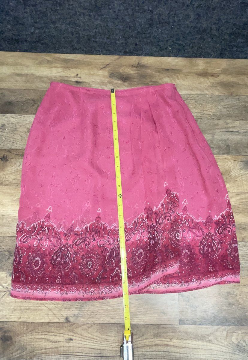 Worthington Women's Pink Floral Paisley Border Print A-Line Skirt