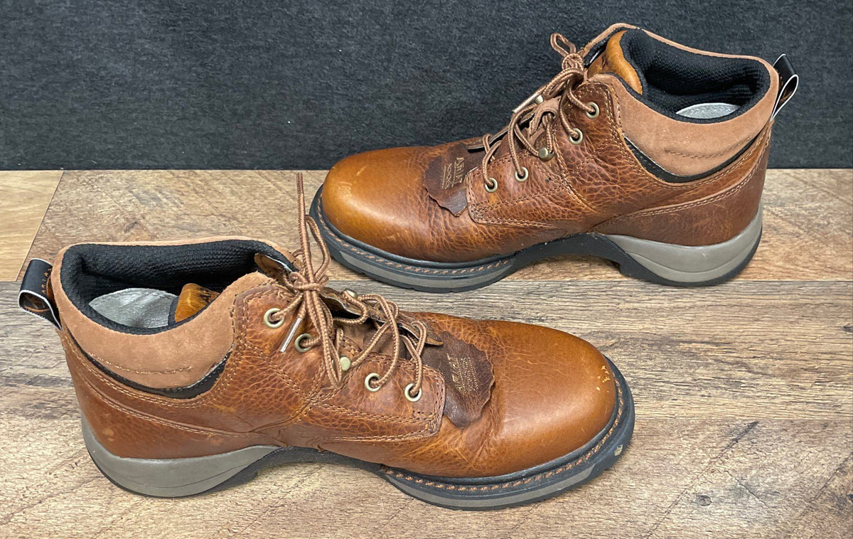 Ariat Women's Barnyard Lace Brown Leather Work Boots Size 8B