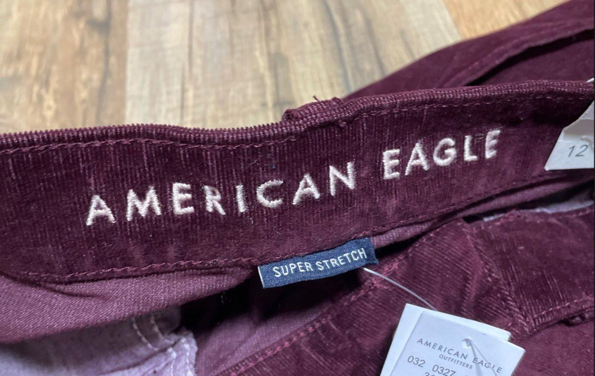 American Eagle Women's Maroon High Rise Super Stretch Jeggings Size 12 NWT