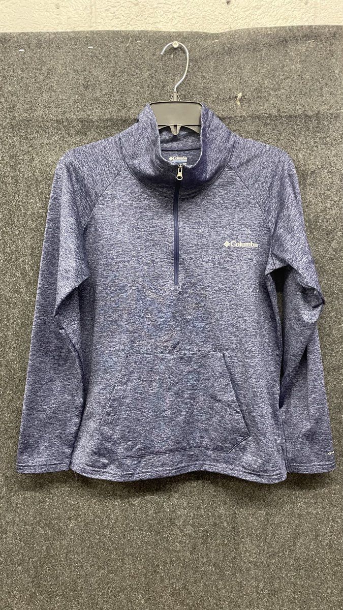 Columbia Men's 1/4 Zip Pullover Blue Space Dye Fleece Pouch Pocket Sz S