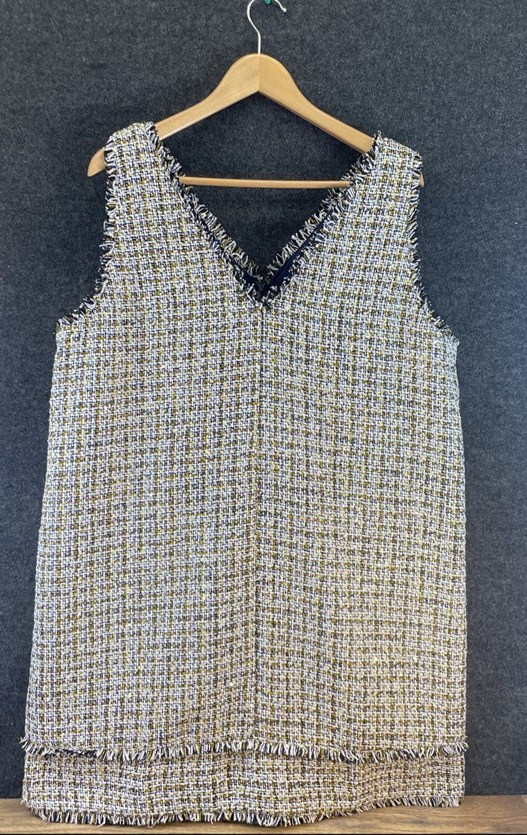 LOFT Women's 2 Piece Tweed Dress & Jacket Set Multicolor Fringed Sz 10 NWT