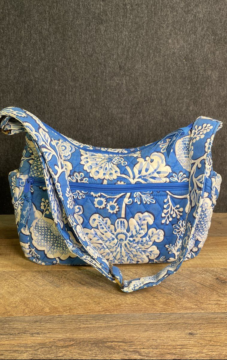 Vera Bradley Blue Lagoon Floral Quilted Crossbody Shoulder Bag 2010s