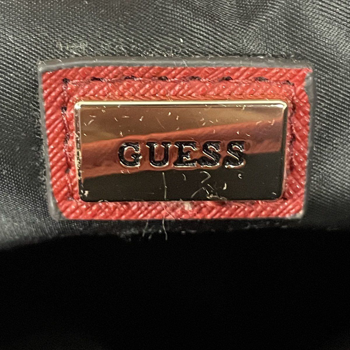 Guess Red Breana Medium Shopper Tote Bag With Key Chain Gold Hardware