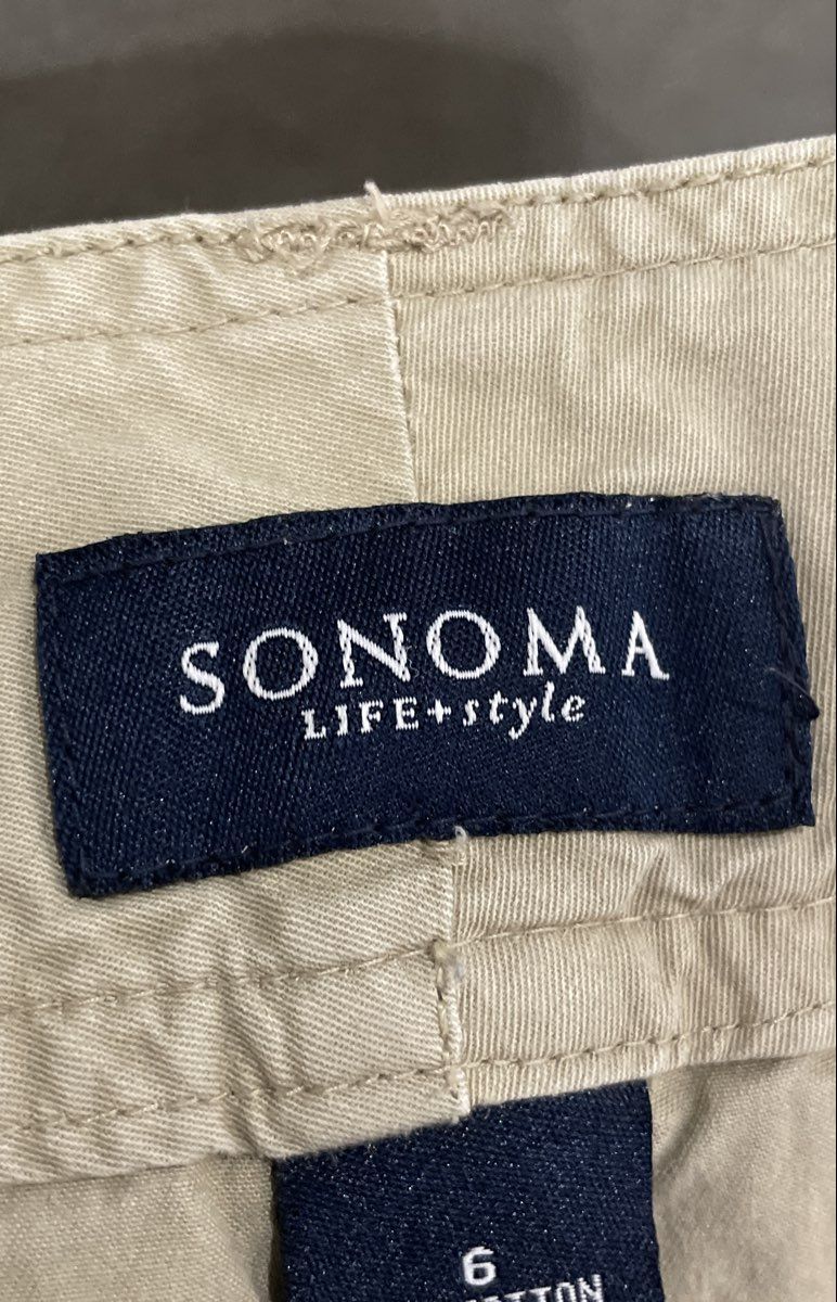 Sonoma Women's Cream Button Front Utility Cargo Skort Khaki Size 6