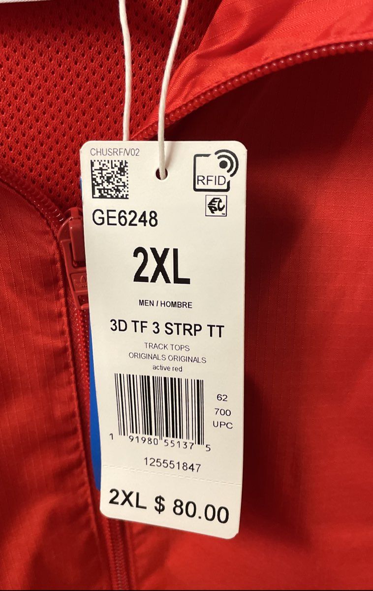 Adidas Men's Active Red 3D Trefoil 3-Stripe Track Top Windbreaker Sz 2XL NWT