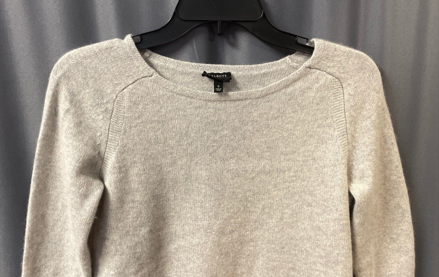 Talbots Women's Heather Gray 100% Pure Cashmere Long Sleeve Sweater Sz S