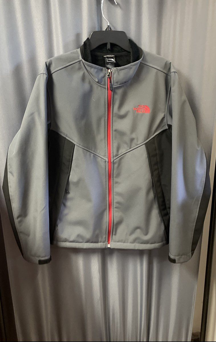 The North Face Men's Gray Black Softshell Full Zip High Loft Fleece Jacket Sz L