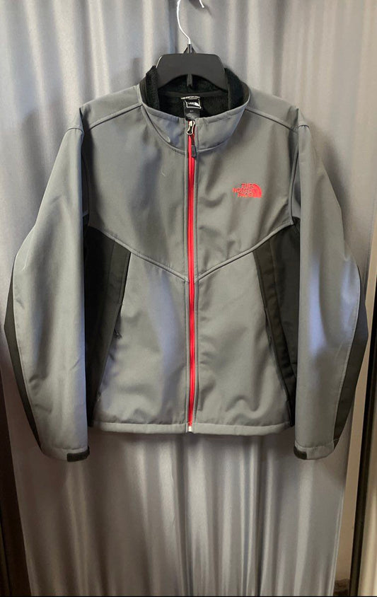 The North Face Men's Gray Black Softshell Full Zip High Loft Fleece Jacket Sz L