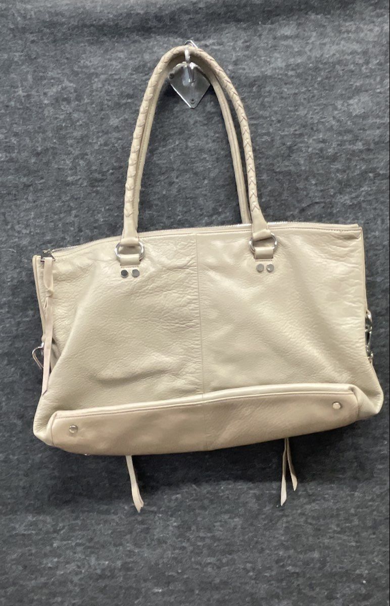 Marc New York Beige Leather Front Zip Tote Bag Handbag