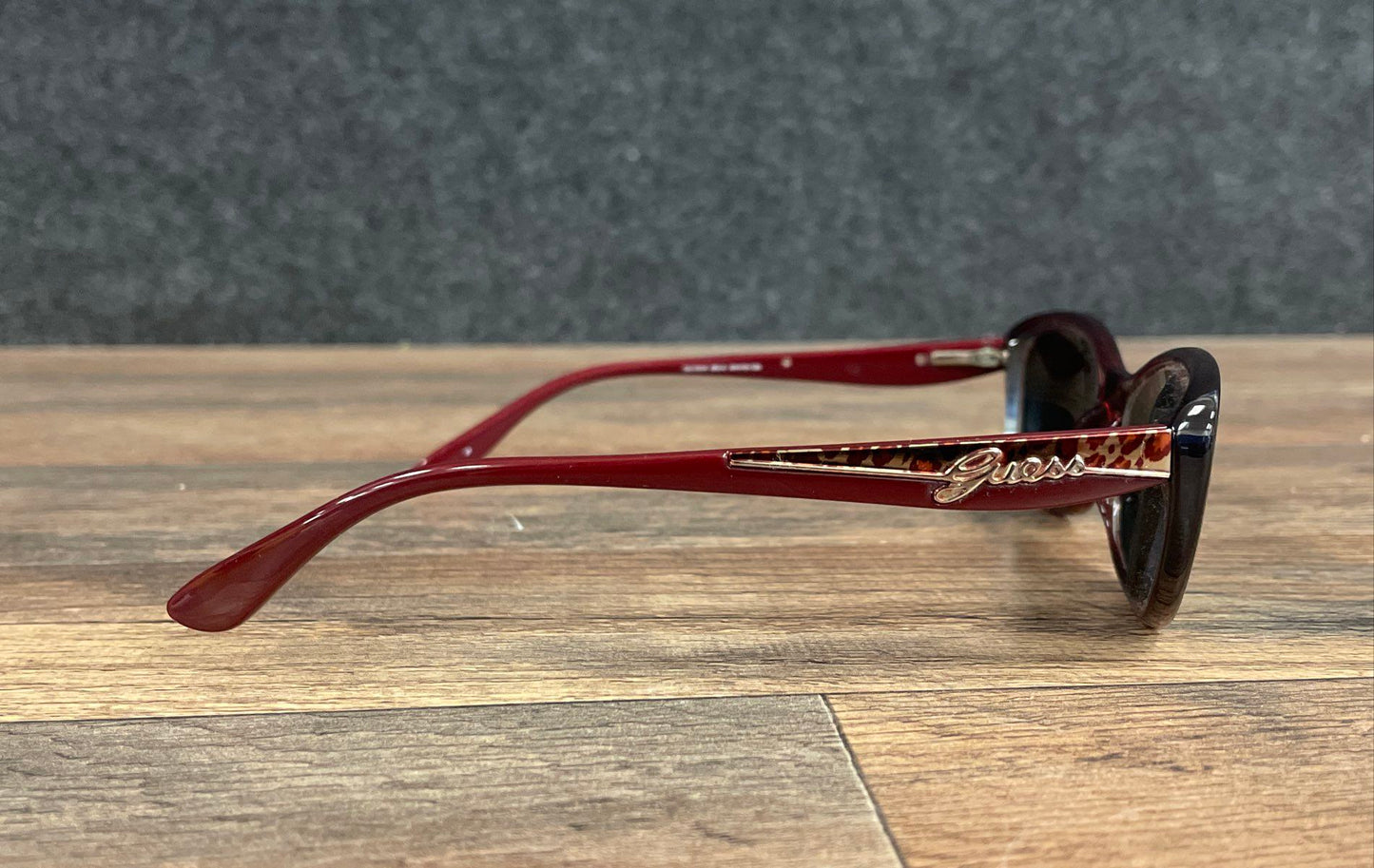 Guess Women's Sunglasses Burgundy Red Leopard Print GU 7210 58-15-135 With Case