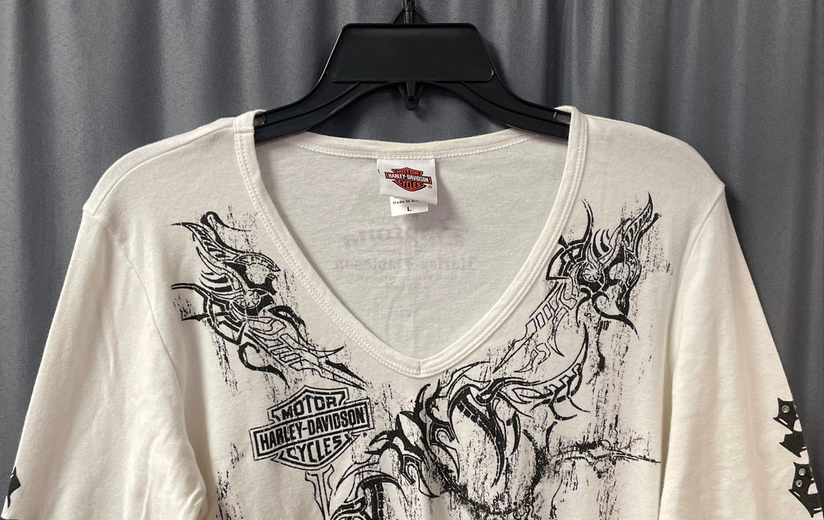 Vintage 2010 Harley-Davidson Daytona Beach Long Sleeve Studded T-Shirt Sz L