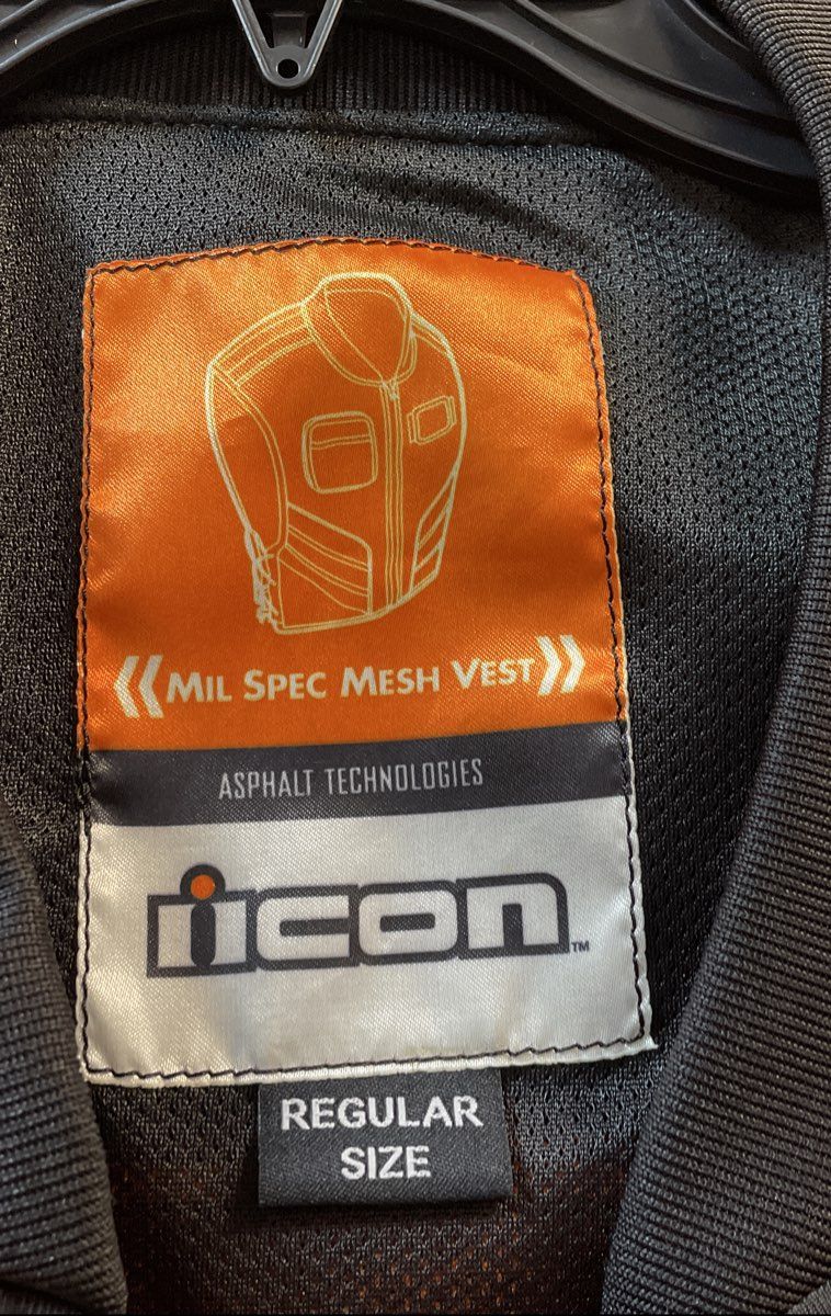 Icon Motosports Men's Mil Spec Mesh Motorcycle Vest Orange Reflective Sz RS