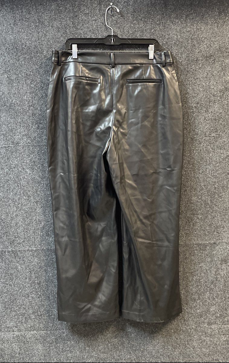 Wonderly Women's Black Faux Leather Wide Leg Pants Sz 16 NWT