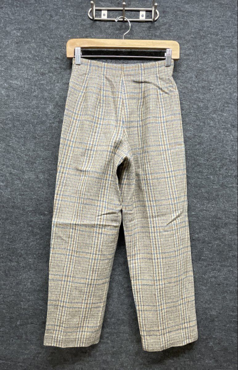 Talbots Women's Vintage 90s Plaid High Rise Tapered Pants Tan Blue Sz 2