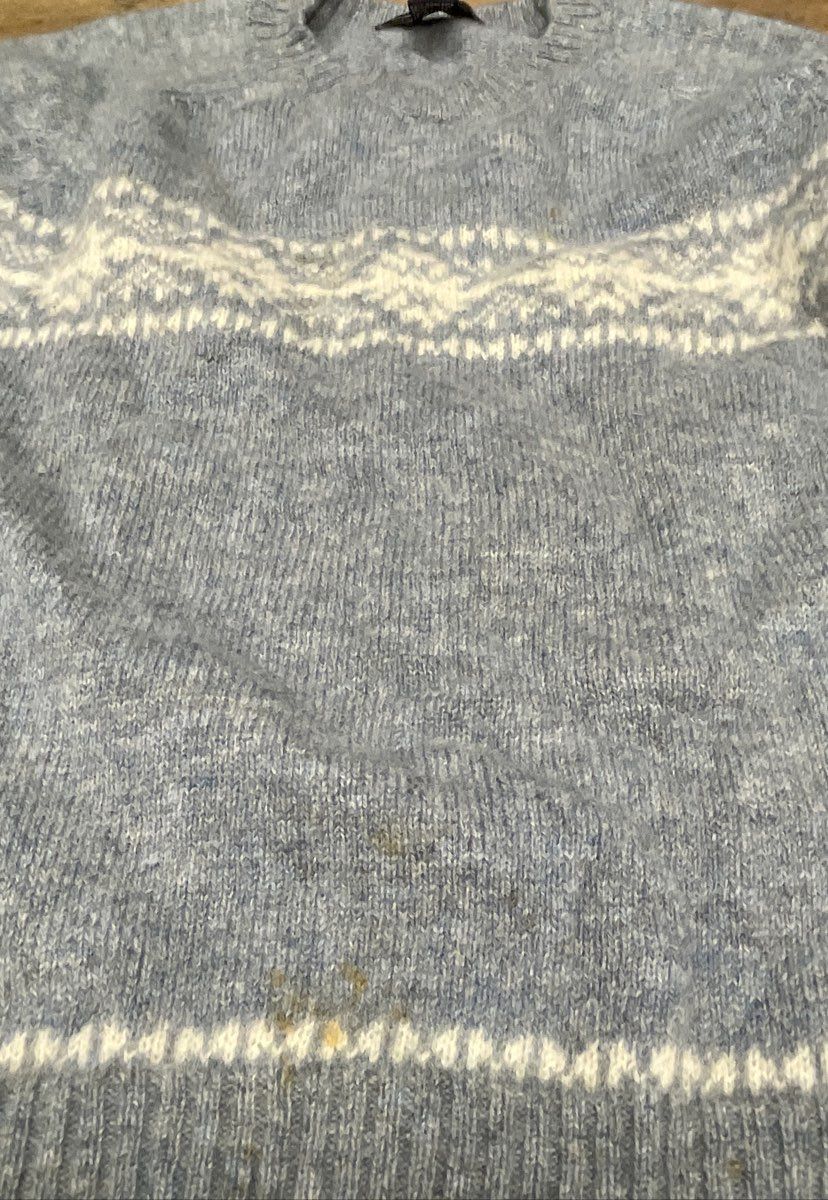 Vintage Y2K American Eagle Men's Blue Shetland Wool Fair Isle Sweater Sz M