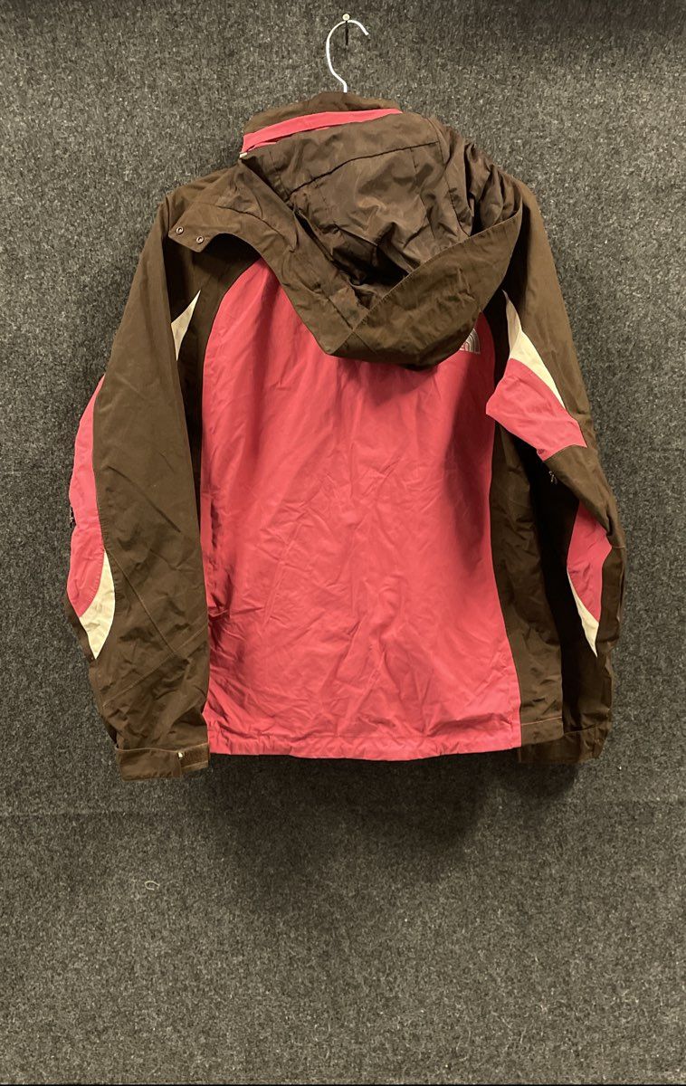 The North Face Women's Brown Pink Colorblock Hooded Rain Jacket Full Zip Sz M