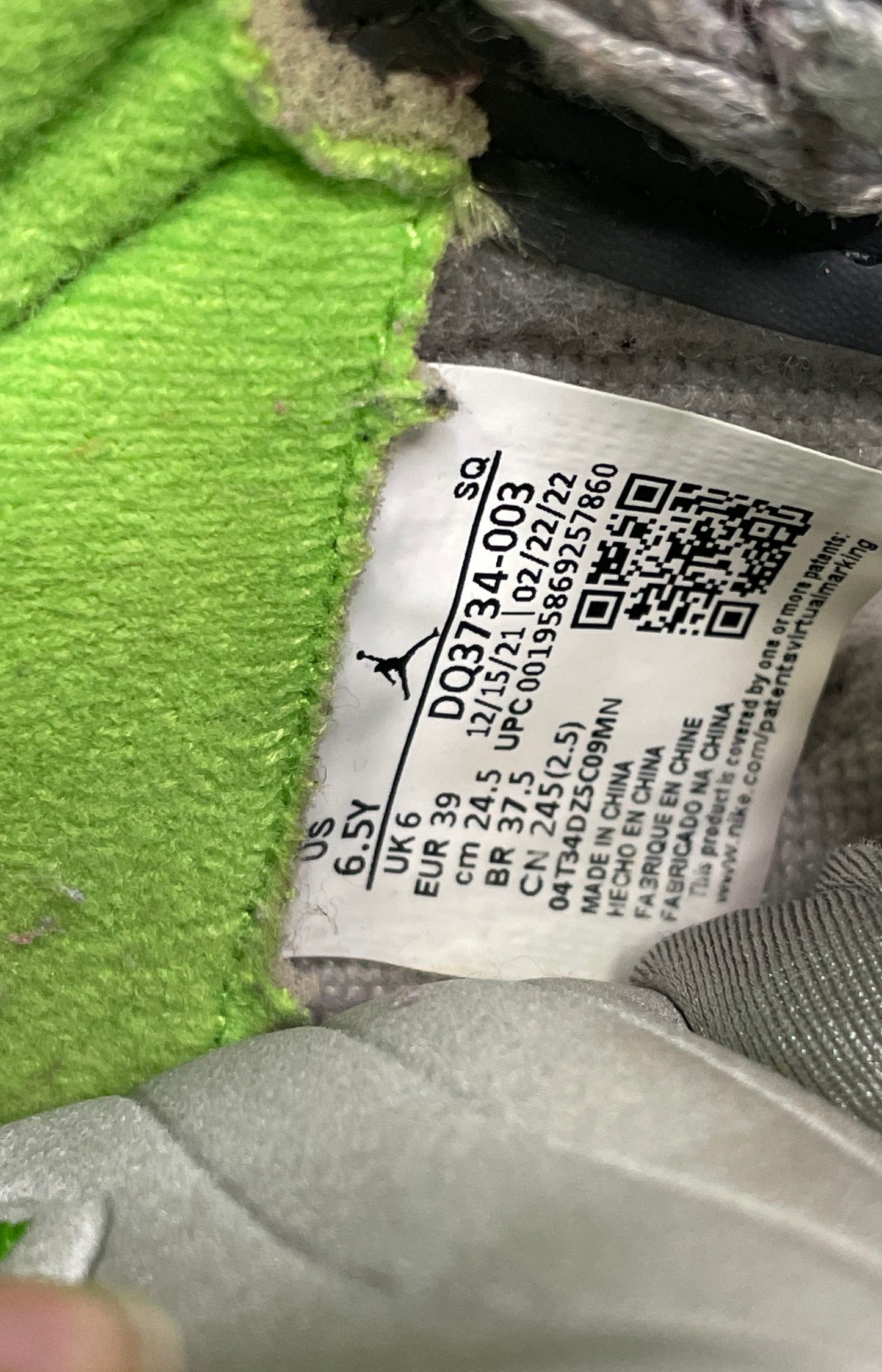 Nike Air Jordan 5 Retro Green Bean Silver Grey Lime GS Size 6.5Y DQ3734-003