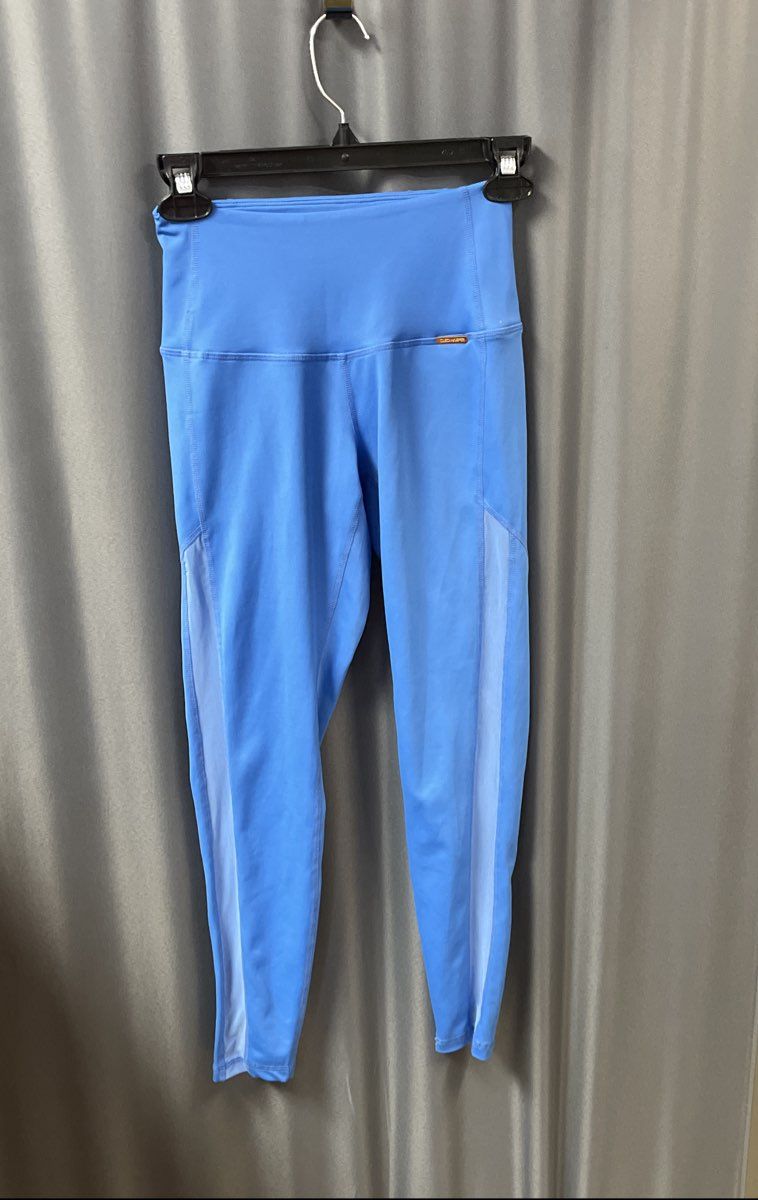 Cleo Harper Women's Blue High Waist Mesh Panel Activewear Leggings Size XS