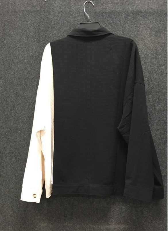 Fashion Nova Women's Black White Colorblock Waffle Button Down Shirt Sz 3X