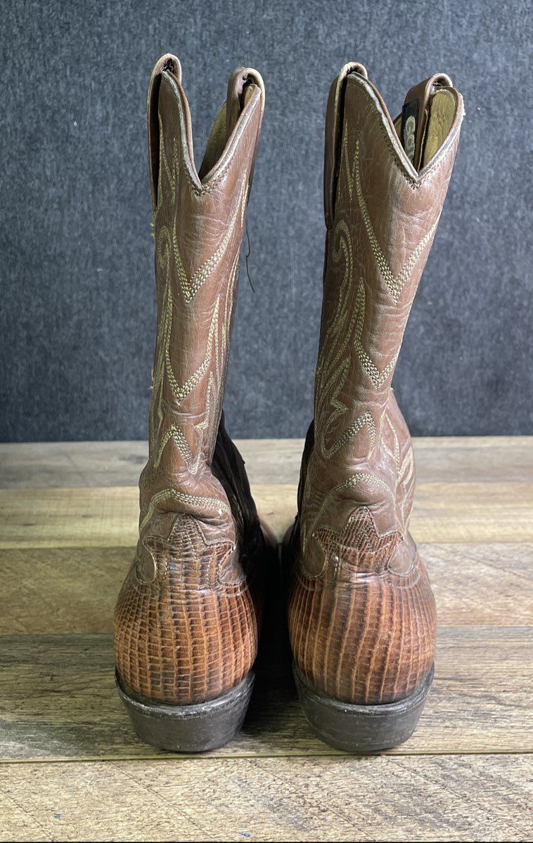 Go West Women's Brown Leather Lizard Print Western Cowboy Boots Size 37