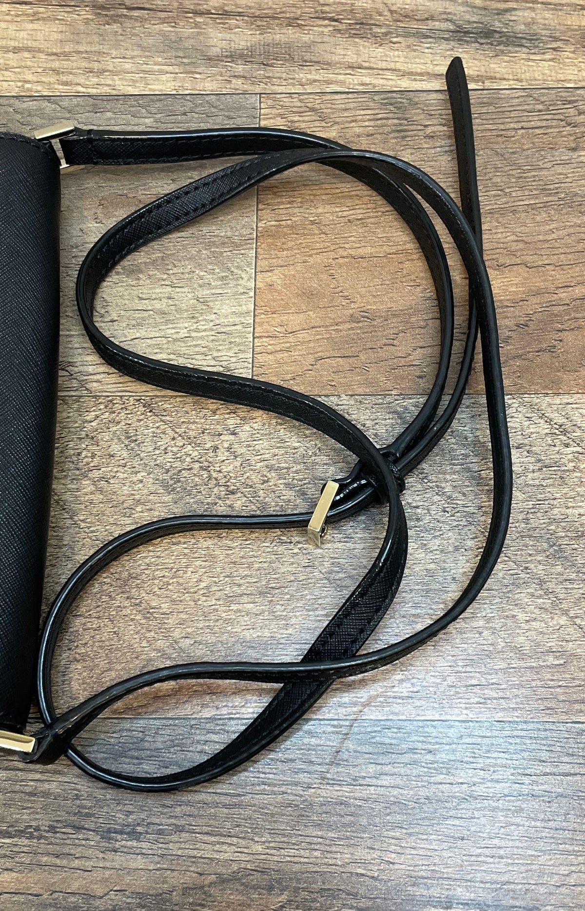 Kate Spade Black Saffiano Leather Cedar Street Monday Crossbody Bag Gold Tone