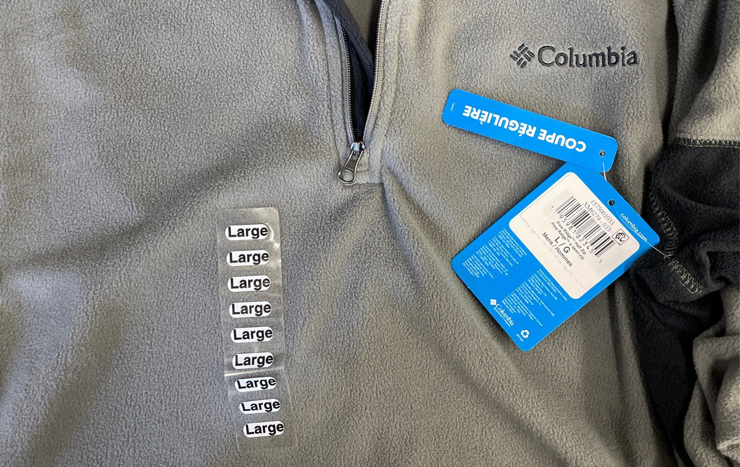 Columbia Men's Pine Ridge Half Zip Fleece Pullover Gray NWT Regular Fit Sz L