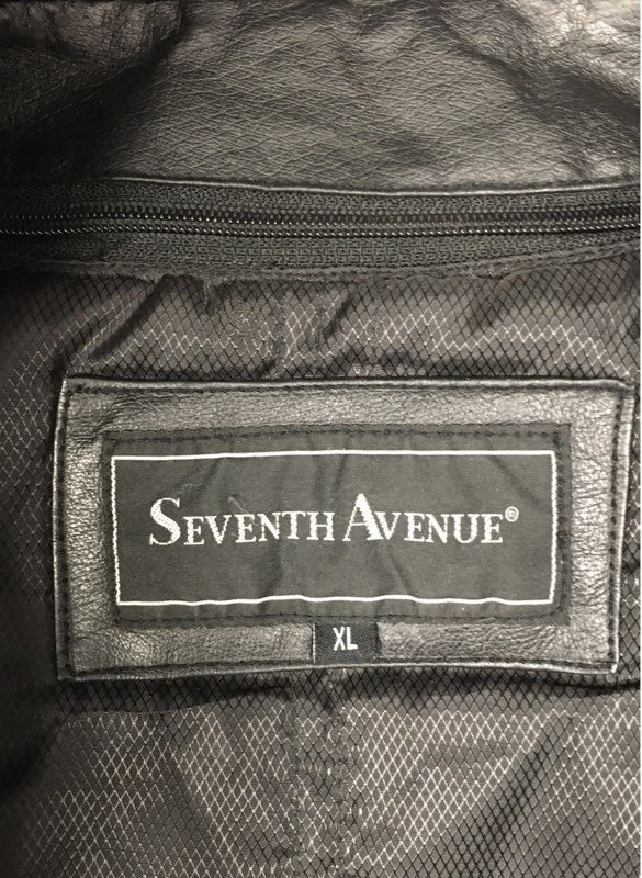 Seventh Avenue Men's Black Leather Hooded Parka Jacket Detachable Liner Sz XL