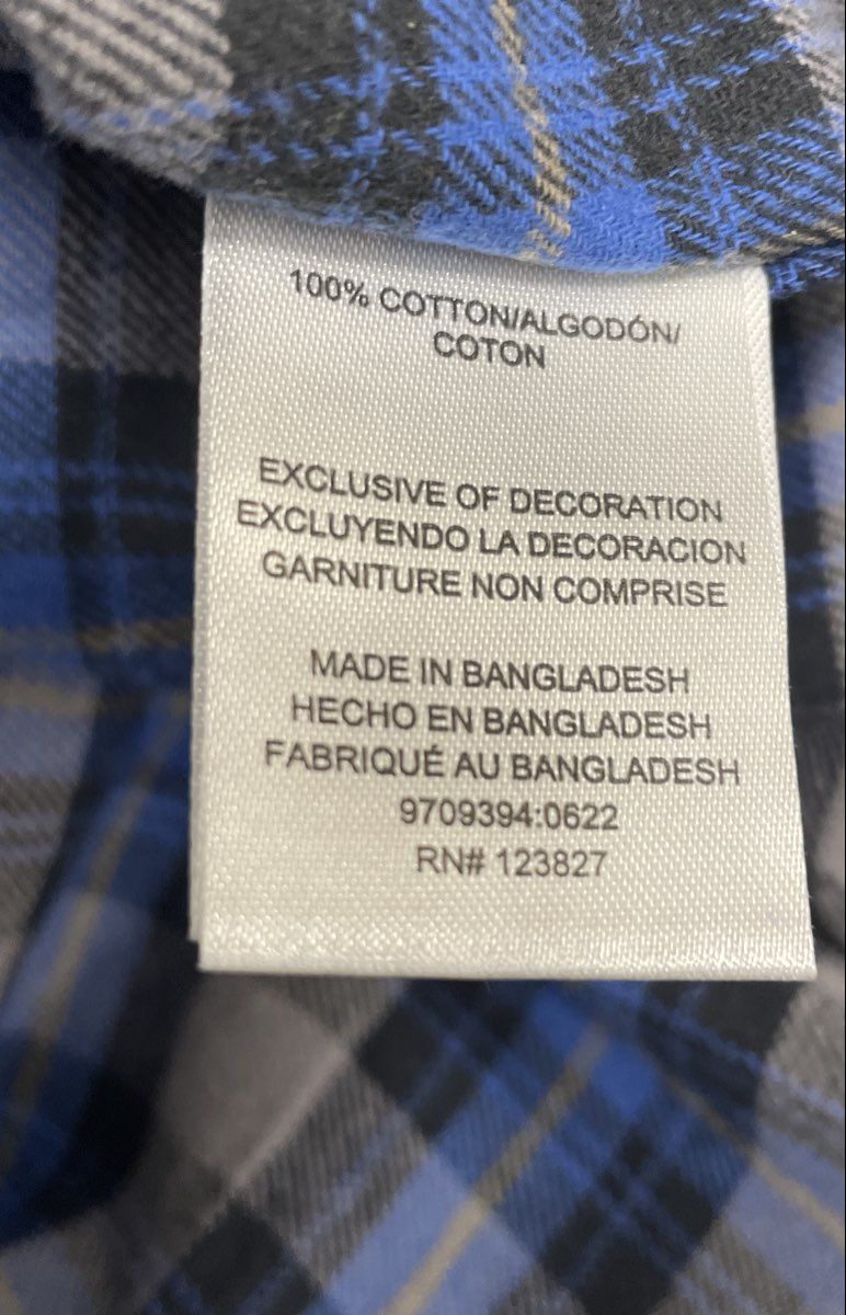 Bruno Men's Flannel Shirt Blue Black Gray Plaid Supersoft Cotton Sz M NWT