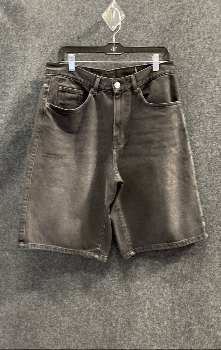 Zara Women's Faded Black High Rise Wide Leg Denim Jorts Shorts Size 32