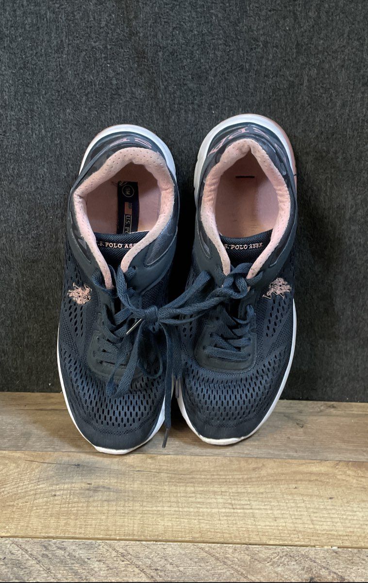 U.S. Polo Assn. Navy Blue Pink White Mesh Walking Shoes Sneakers Size 9