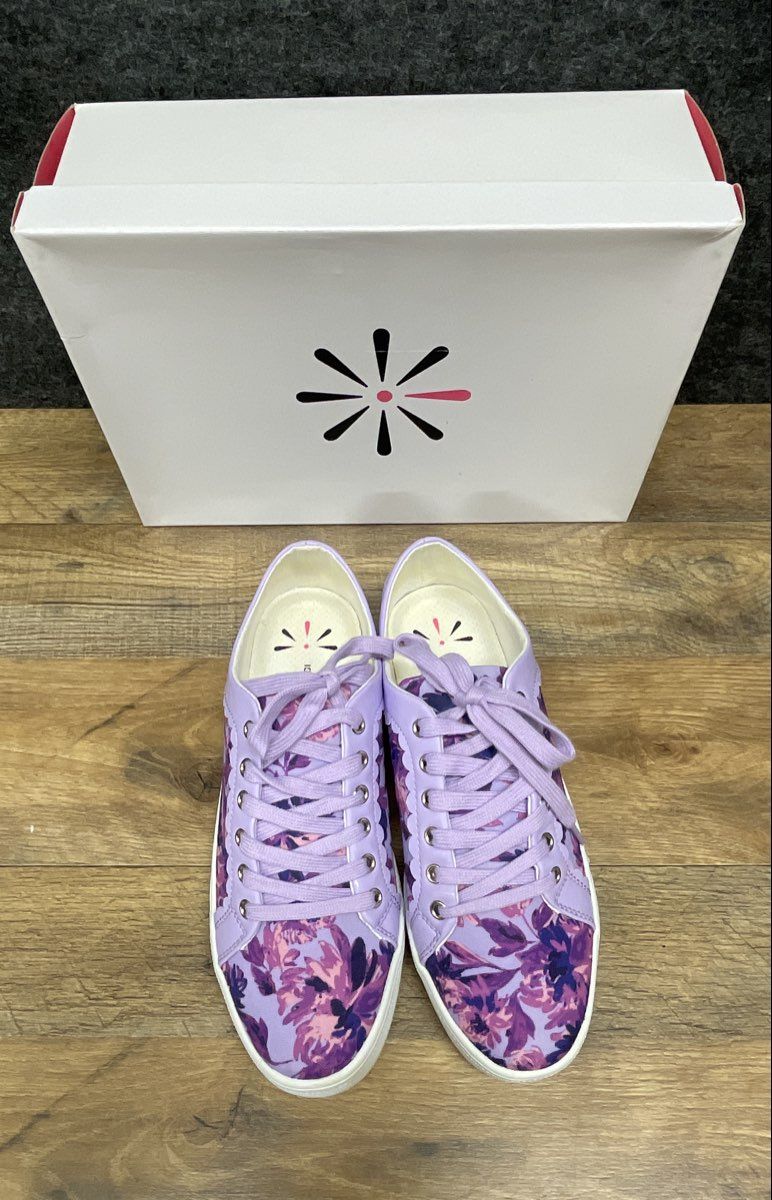 Isaac Mizrahi Live! IMBubble Purple Floral Scalloped Women's Sneakers Size 8
