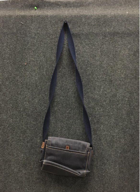 Vintage Fossil Navy Blue Canvas Leather Trim Crossbody Messenger Bag No. 054