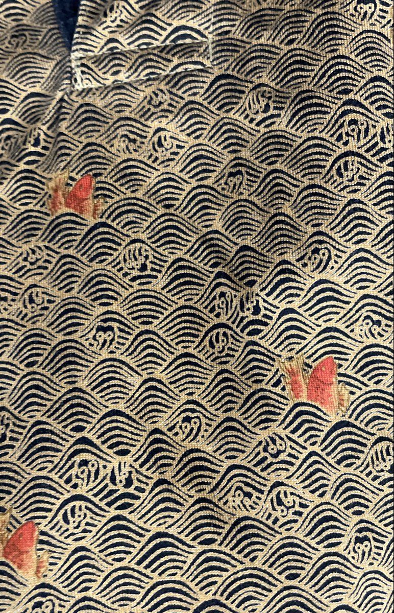 Jim Thompson Men's Wave Koi Fish Print Short Sleeve Cotton Polo Shirt Sz XL