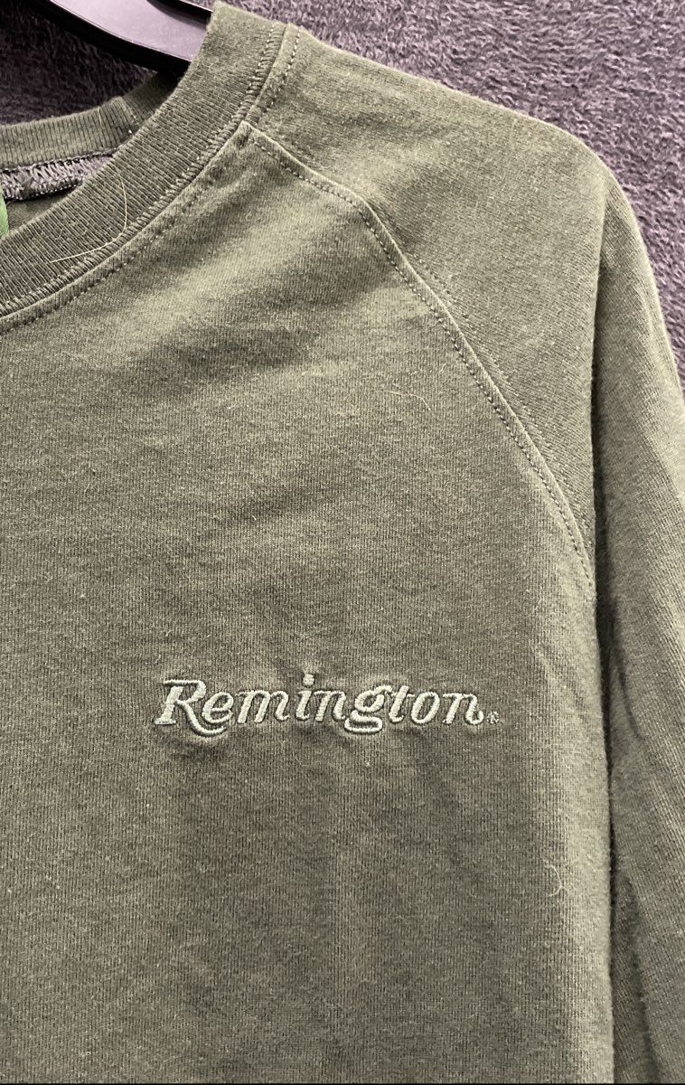 Remington Men's Layered Look Long Sleeve T-Shirt Green Gray Waffle Thermal Sz L