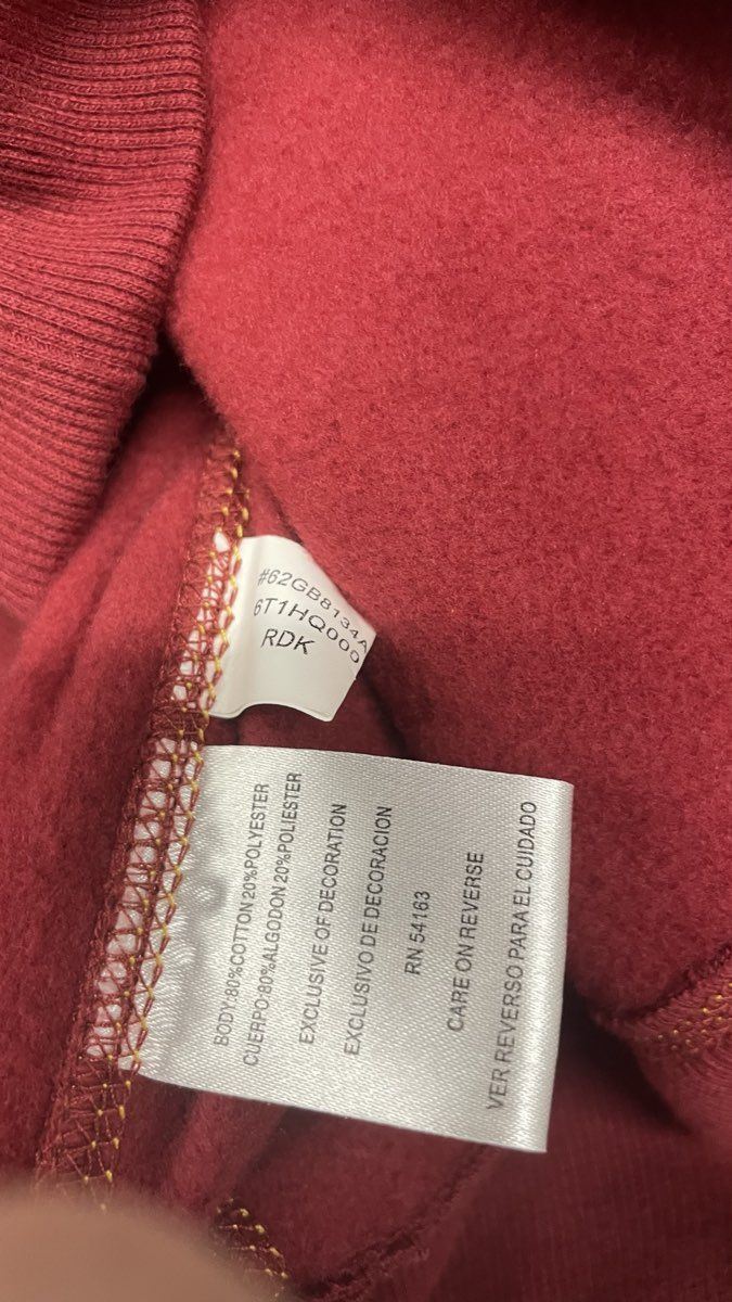 Touch by Alyssa Milano Women's Redskins V-Neck Hoodie Burgundy Graphics Sz XL
