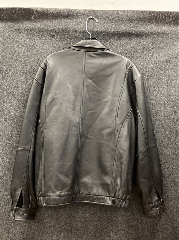 Vintage Junction West Men's Black Genuine Leather Quilted Bomber Jacket Sz M
