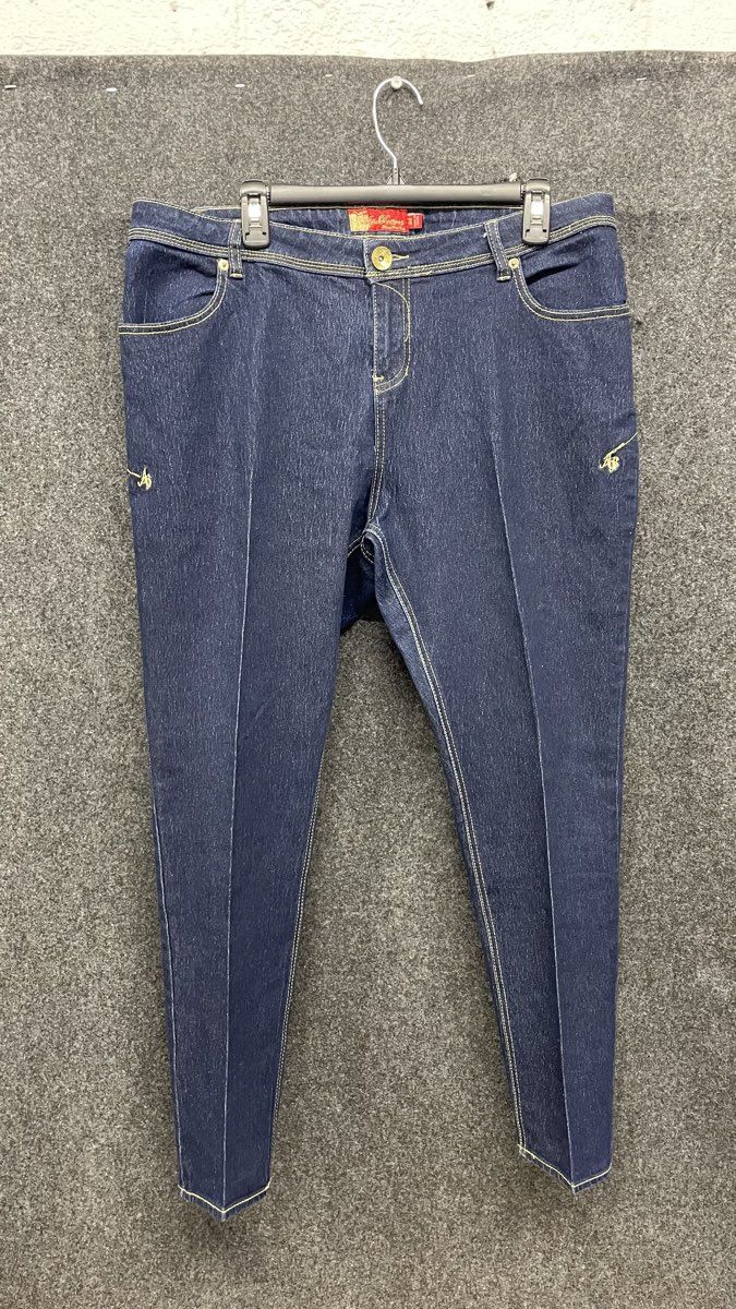 Vintage Y2K Apple Bottoms Women's Blue Embroidered Tapered Jeans Sz 20