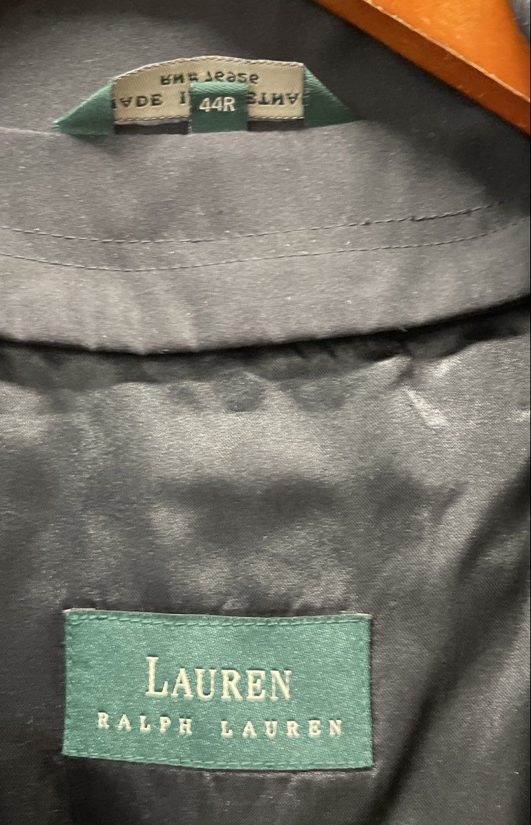 Lauren Ralph Lauren Men's Black Microfiber Removable Liner Trench Coat Sz 44R