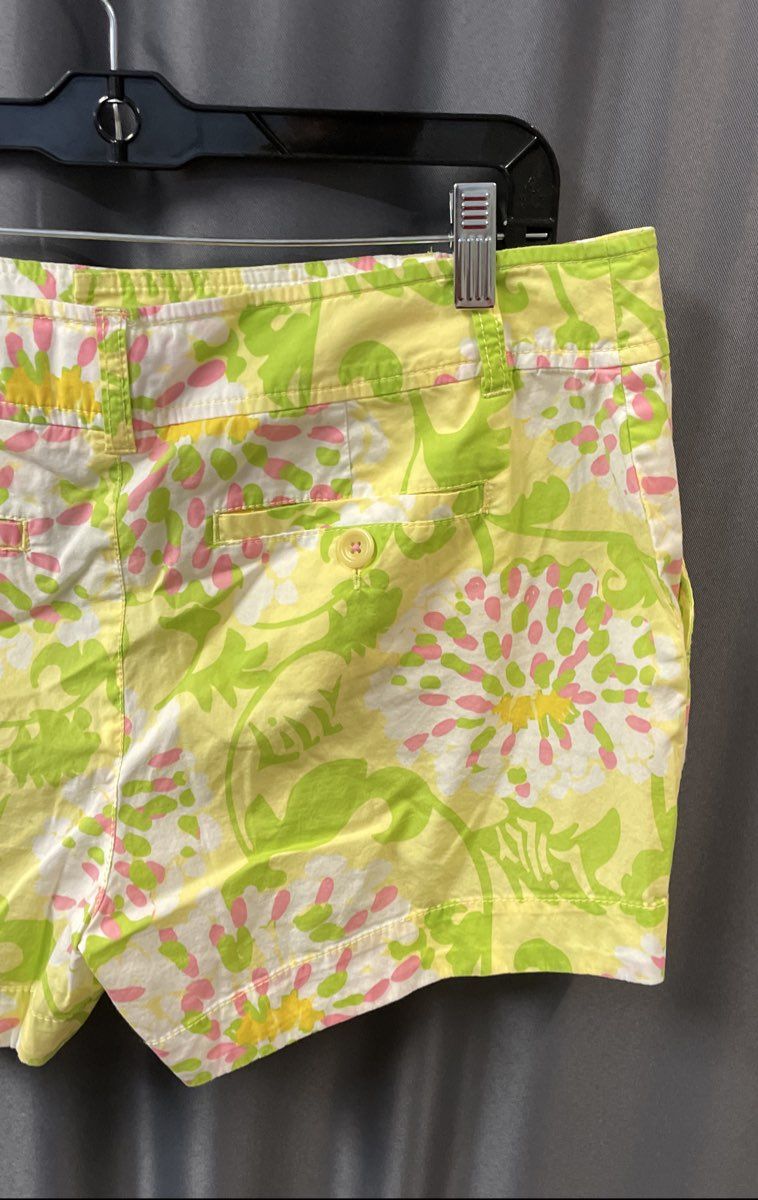 Lilly Pulitzer Women's Yellow Green Floral Jubilee Shorts Size 10
