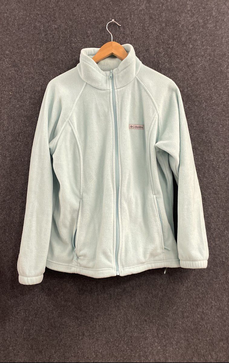 Columbia Women's Benton Springs Full Zip Fleece Jacket Light Blue Size 1X