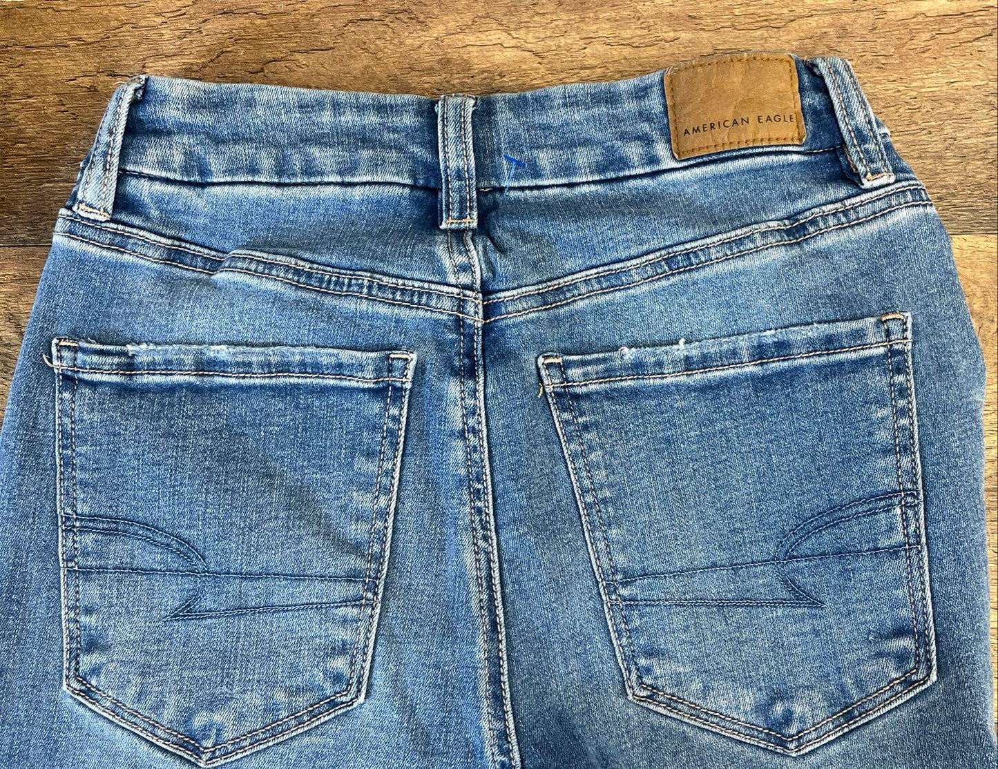 American Eagle Women's Jeans Lot 2 Distressed Super High Flare & Skinny Sz 2