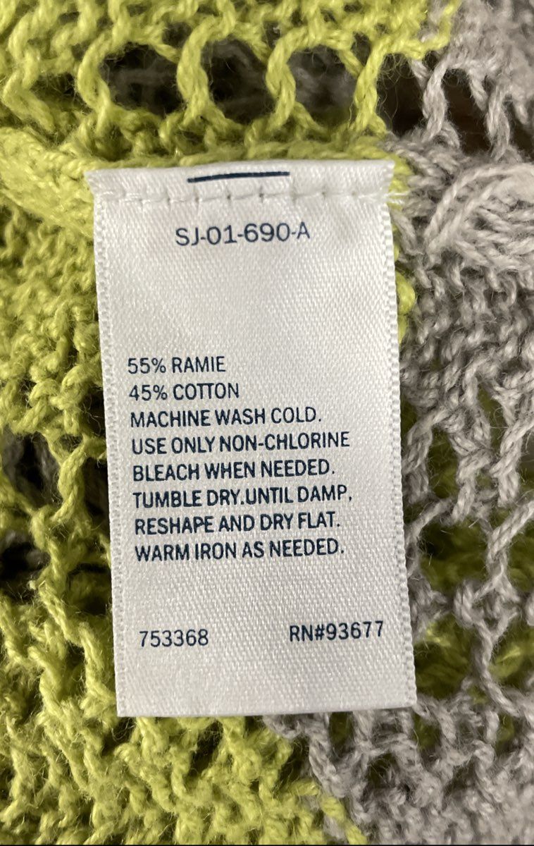 St. John's Bay Women's Multicolor Chevron Open Knit Ramie Cotton Sweater Sz M